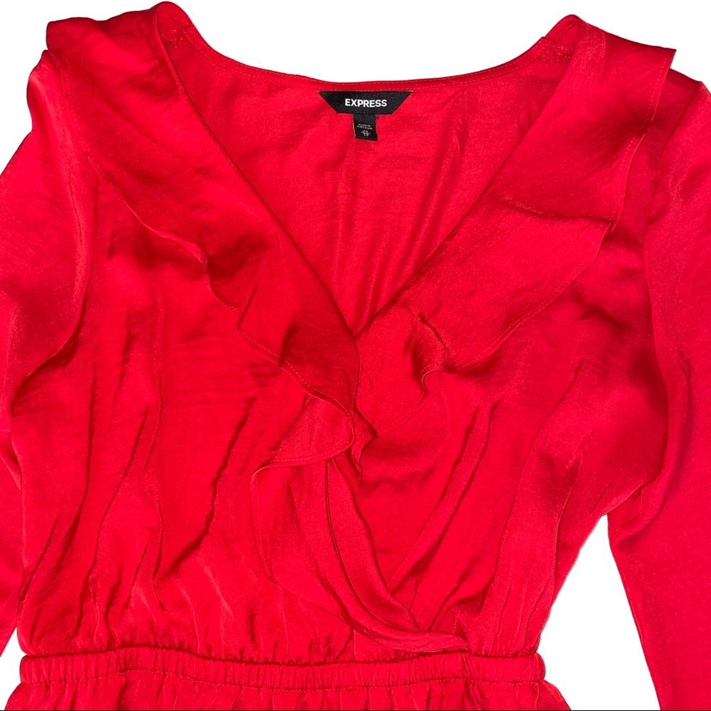 Express Red Ruffle Dress - Picture 2 of 4